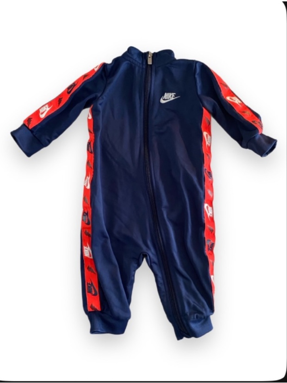 Nike Navy and Red Kids Zip-Up One-Piece Bodysuit